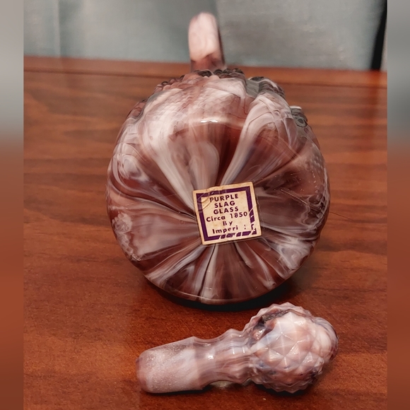 Imperial Amethyst and milk glass (slag) Cruet 7"Tall - Picture 4 of 4